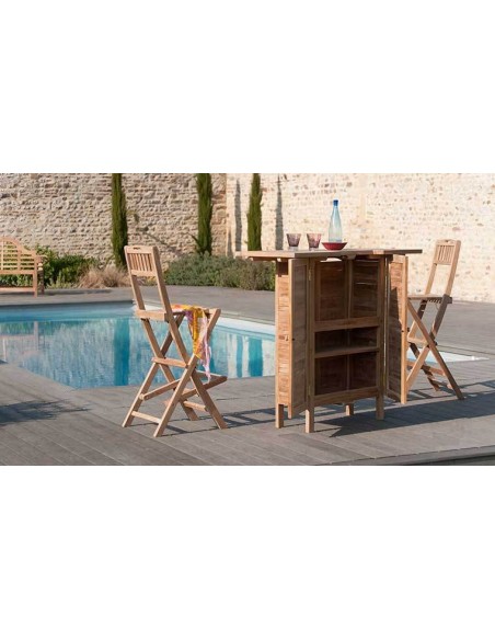 Chaise pliante de bar de jardin en teck