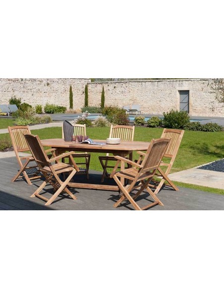 Table de jardin en teck avec rallonge