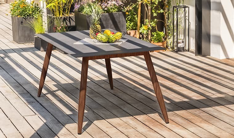 Table jardin aluminium marron