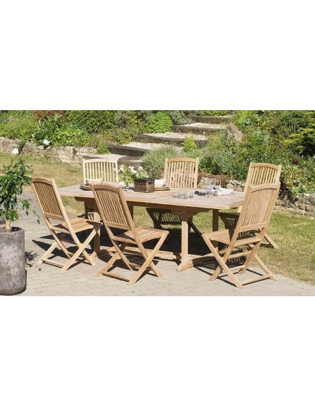 Table de Jardin Extensible en Bois de Teck Massif Tahiti 180/240