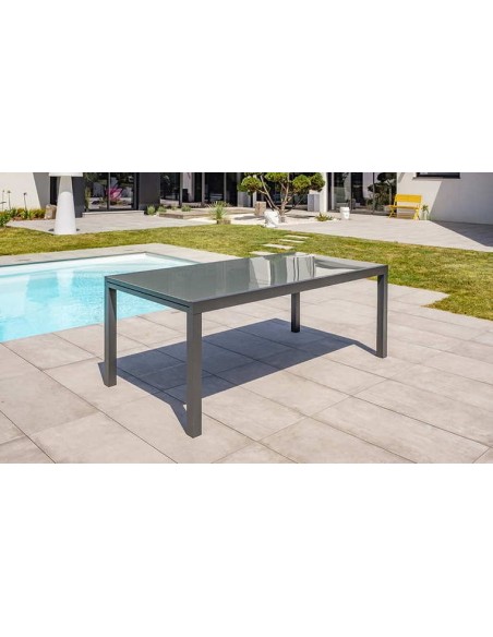 Ensemble table et 6 fauteuils anthracite