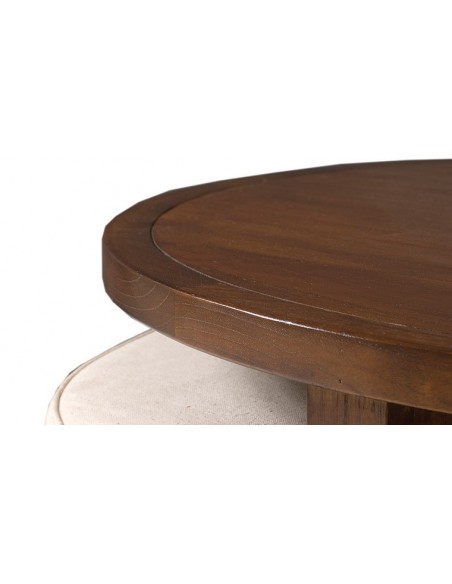 Table basse ronde avec tabourets