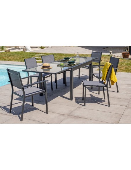 table de jardin avec rallonge anthracite