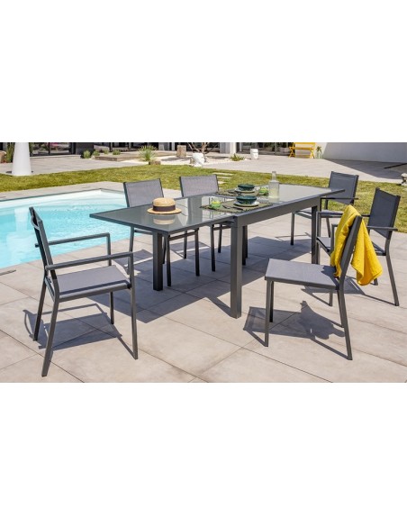 table de jardin avec rallonge anthracite