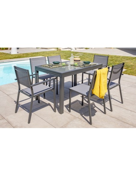 table de jardin avec rallonge anthracite