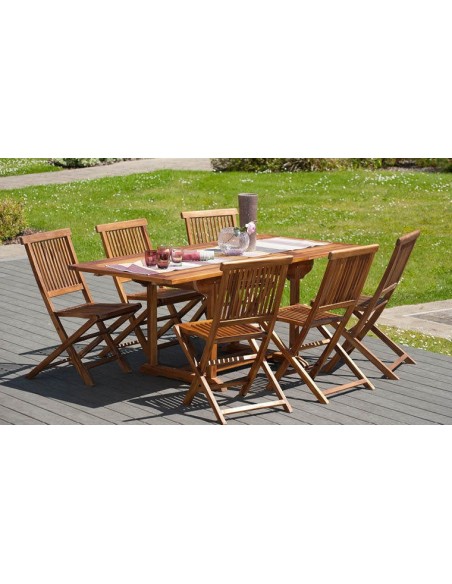 Table de jardin en teck extensible et rectangulaire