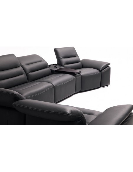 Canapé d'angle en cuir avec système audio Bluetooth