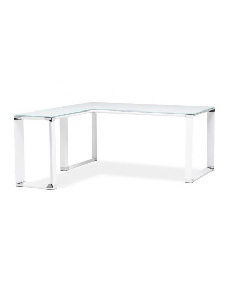 Bureau d'angle verre blanc