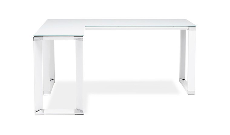 Bureau angle en verre blanc - Arnold