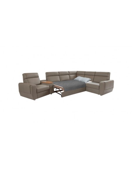 Canapé d'angle convertible en cuir avec position relaxation