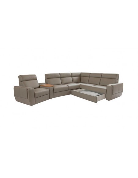 Canapé d'angle convertible en cuir avec position relaxation