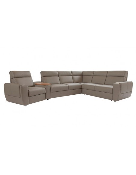 Canapé d'angle convertible en cuir avec position relaxation
