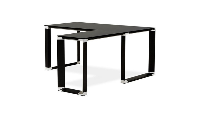 Bureau Dangle Design Verre Trempe Noir Arnold