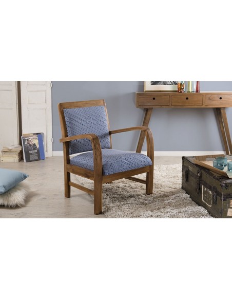 Fauteuil scandinave teck tissu Goa