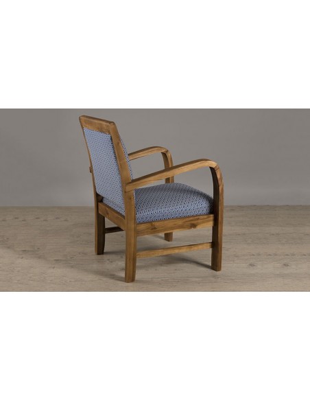 Fauteuil scandinave teck tissu Goa