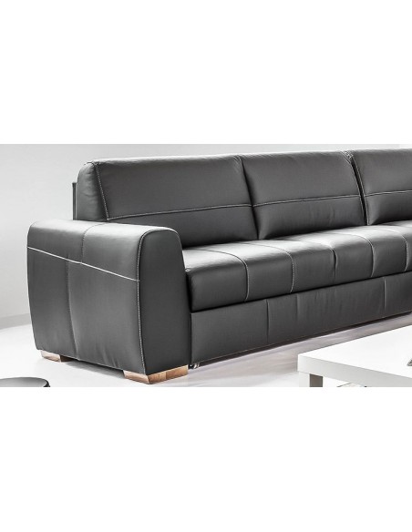 Canapé d'angle convertible design en cuir 5 places