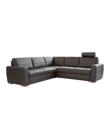 Canapé d'angle convertible design en cuir 5 places