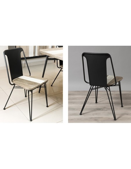 Table style atelier en bois massif et métal