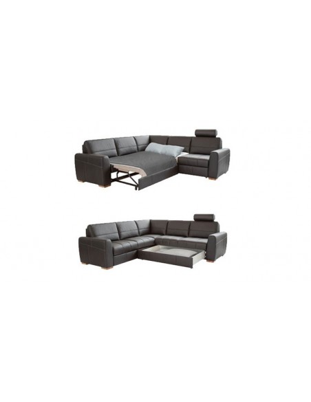 Canapé d'angle convertible design en cuir 5 places