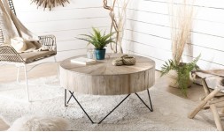 Table basse ronde teck
