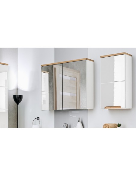 armoire miroir salle de bain blanche