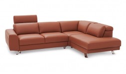 Canapé d'angle en cuir 3 / 4 places avec coffre rangement