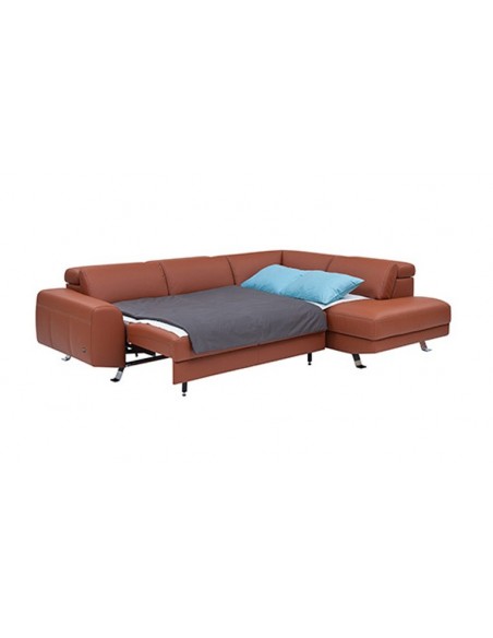 Canapé d'angle en cuir 3 / 4 places avec coffre rangement
