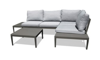 Salon jardin bas 4 places noir gris ANKARA EAN 3700286485665