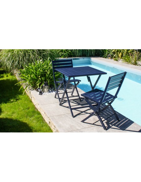 Chaise jardin pliante bleu canard