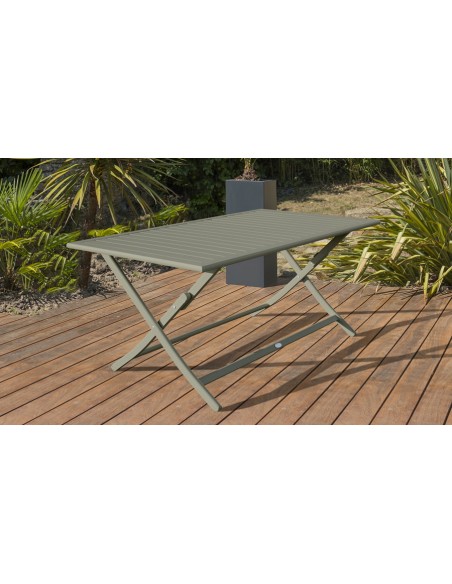 Table jardin pliante gris métal