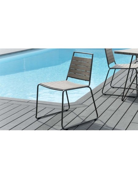 Chaise jardin teck et acier