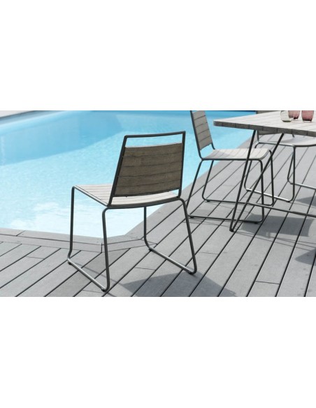 Chaise jardin teck et acier