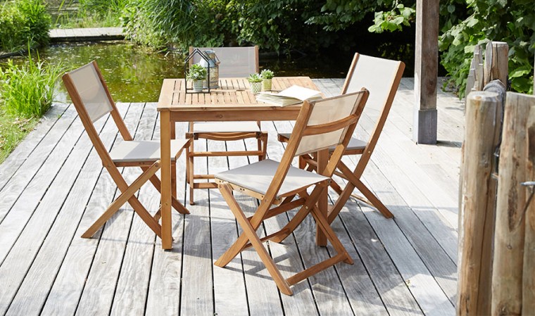 Salle à Manger de Jardin en Bois d'Acacia Clair …