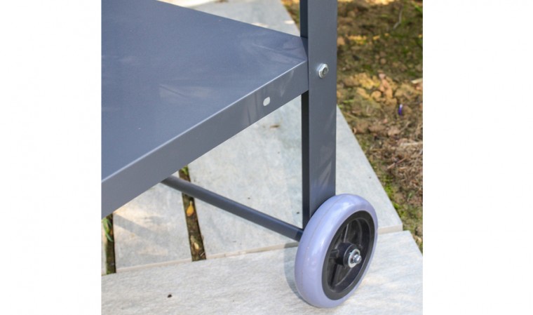 Desserte de jardin sur roulette en acier anthracite - Cucinato
