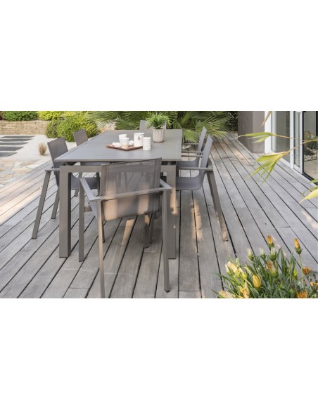 Salon jardin extensible 6 places sable