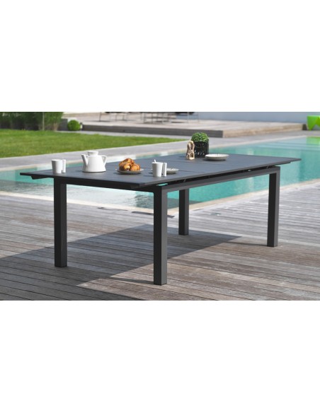 Salon jardin extensible alu anthracite Miami