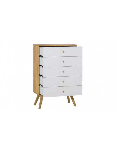 Commode scandinave 5 tiroirs nature