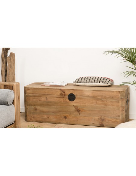 Coffre de rangement en bois de pin recyclé - Jack