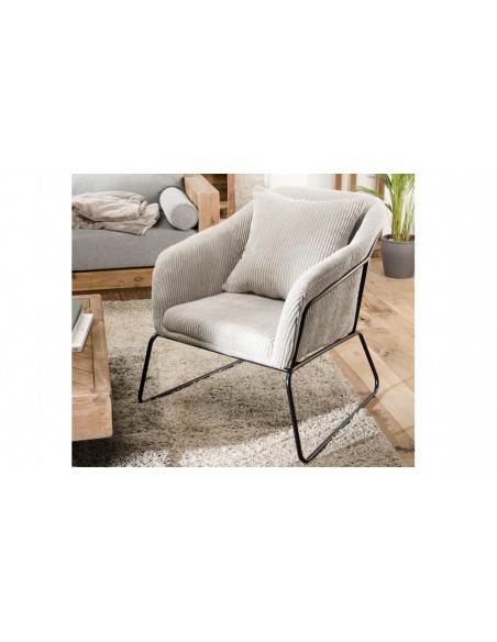 Fauteuil velours gris perle Emilia