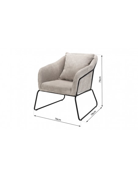 Fauteuil velours gris perle Emilia