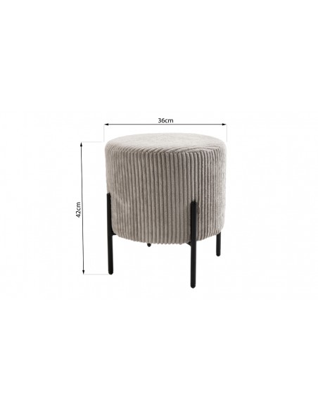 Tabouret velours gris perle Emilia