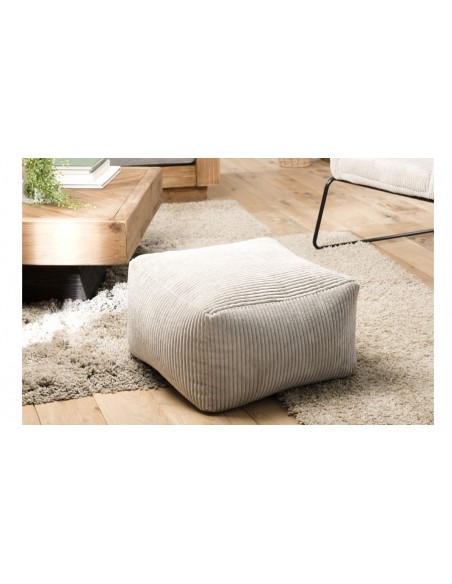 Pouf velours côtelé gris perle