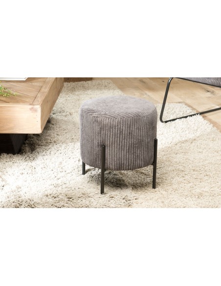 Tabouret velours cotelé anthracite