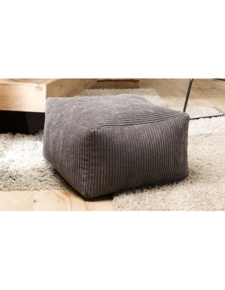 pouf velours cotelé anthracite