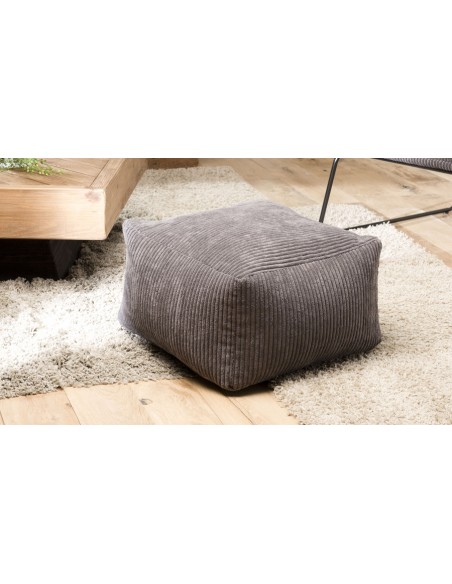 pouf velours cotelé anthracite Emilia