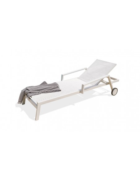 Chaise longue blanche roulettes ibiza