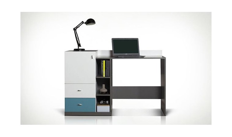 Bureau avec tiroirs ADA en couleur anthracite pour chambre ado