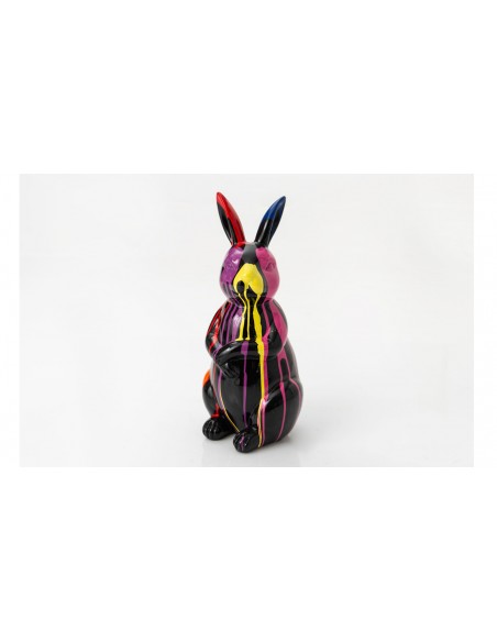 Statue lapin trash noir