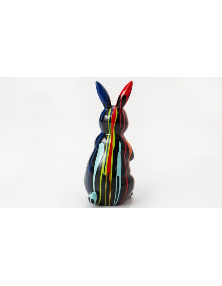 Statue lapin trash noir