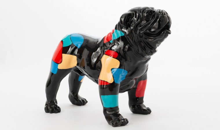 Statue bulldog américain noir
